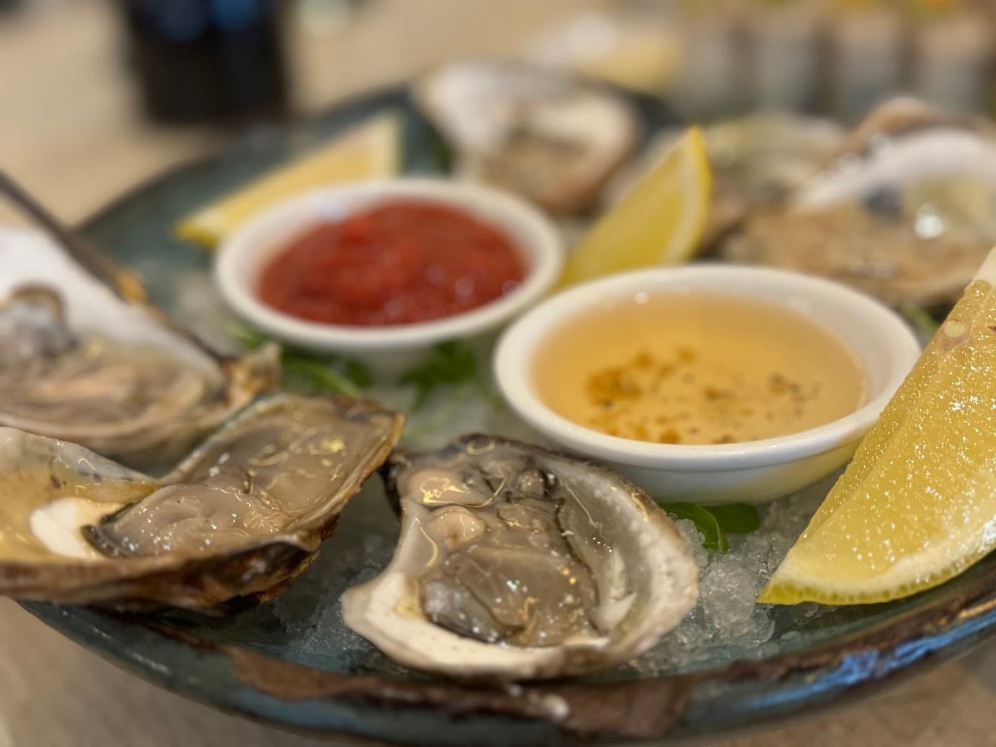 Oysters on ice at SUGARCANE Miami