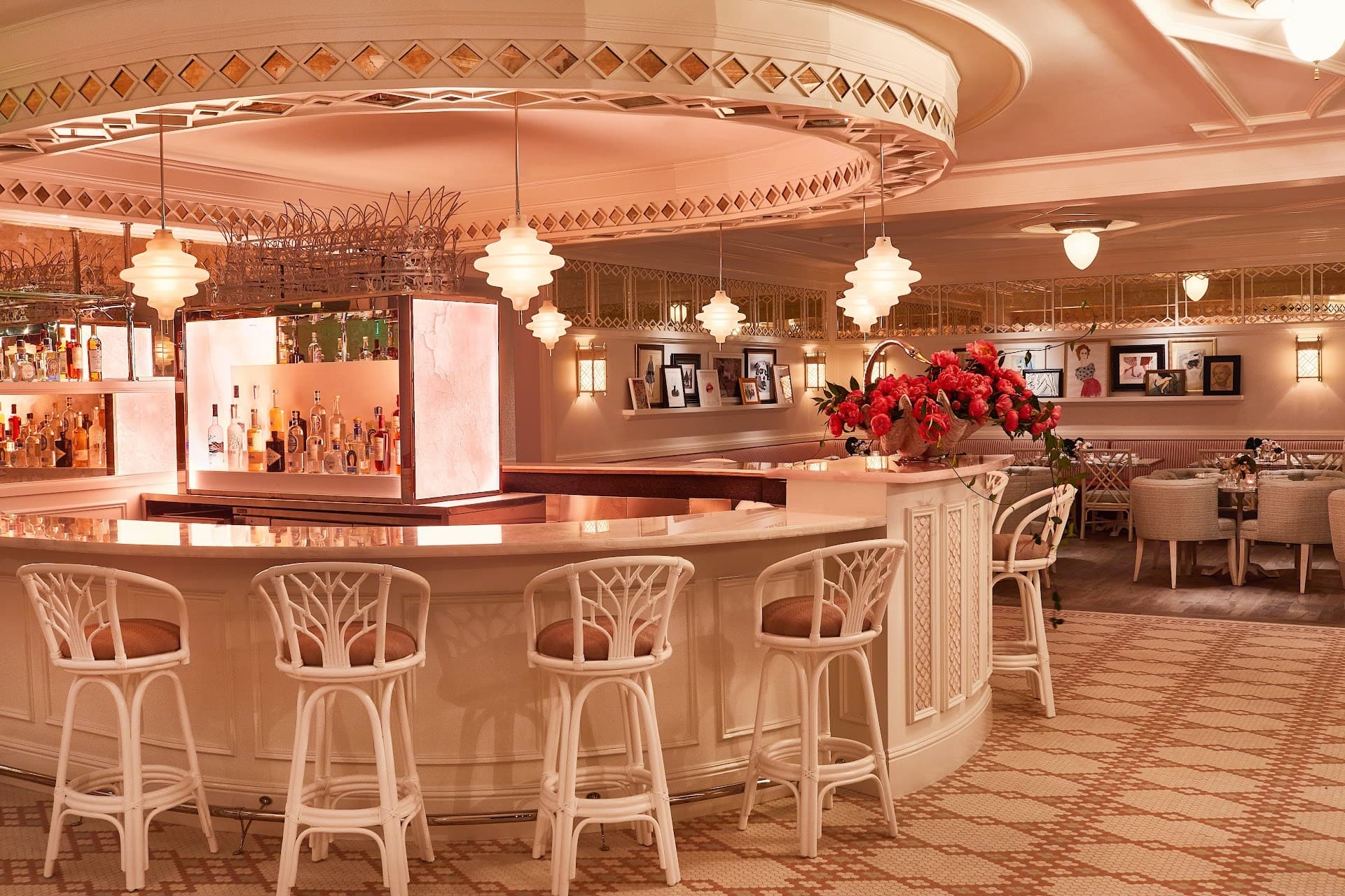 Elegant bar area at Swan restaurant in Miami