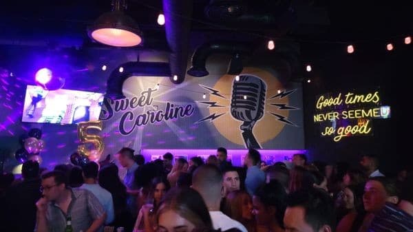 Sweet Caroline Karaoke Bar vibrant interior in Miami