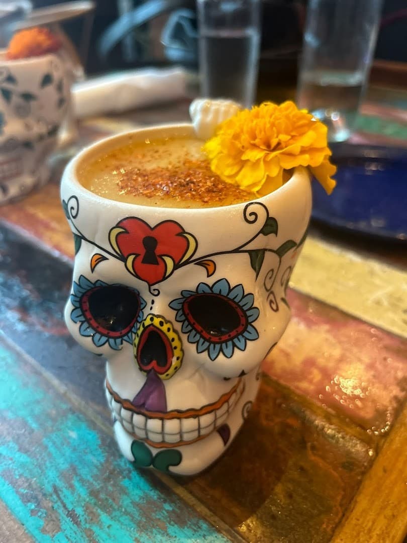 Colorful skull cup with drink at Tacology Brickell