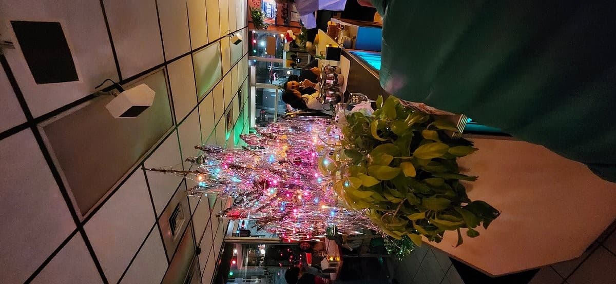 Tâm Tâm interior decoration with festive lights in Miami