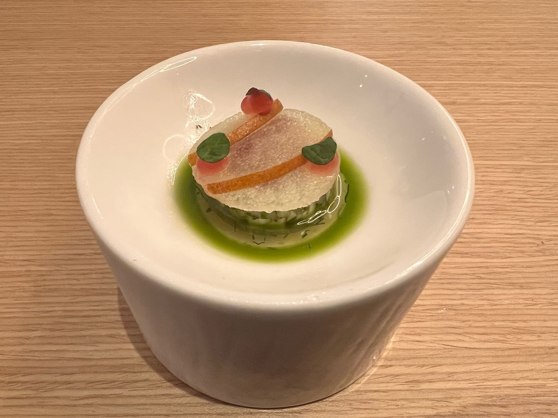Elegant dish at Tambourine Room by Tristan Brandt in Miami Beach