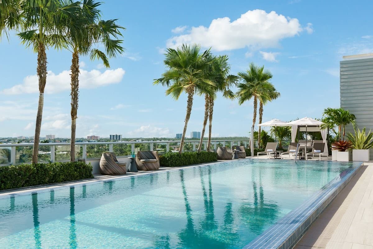 The Altair Bay Harbor Hotel pool area in Bay Harbor Islands