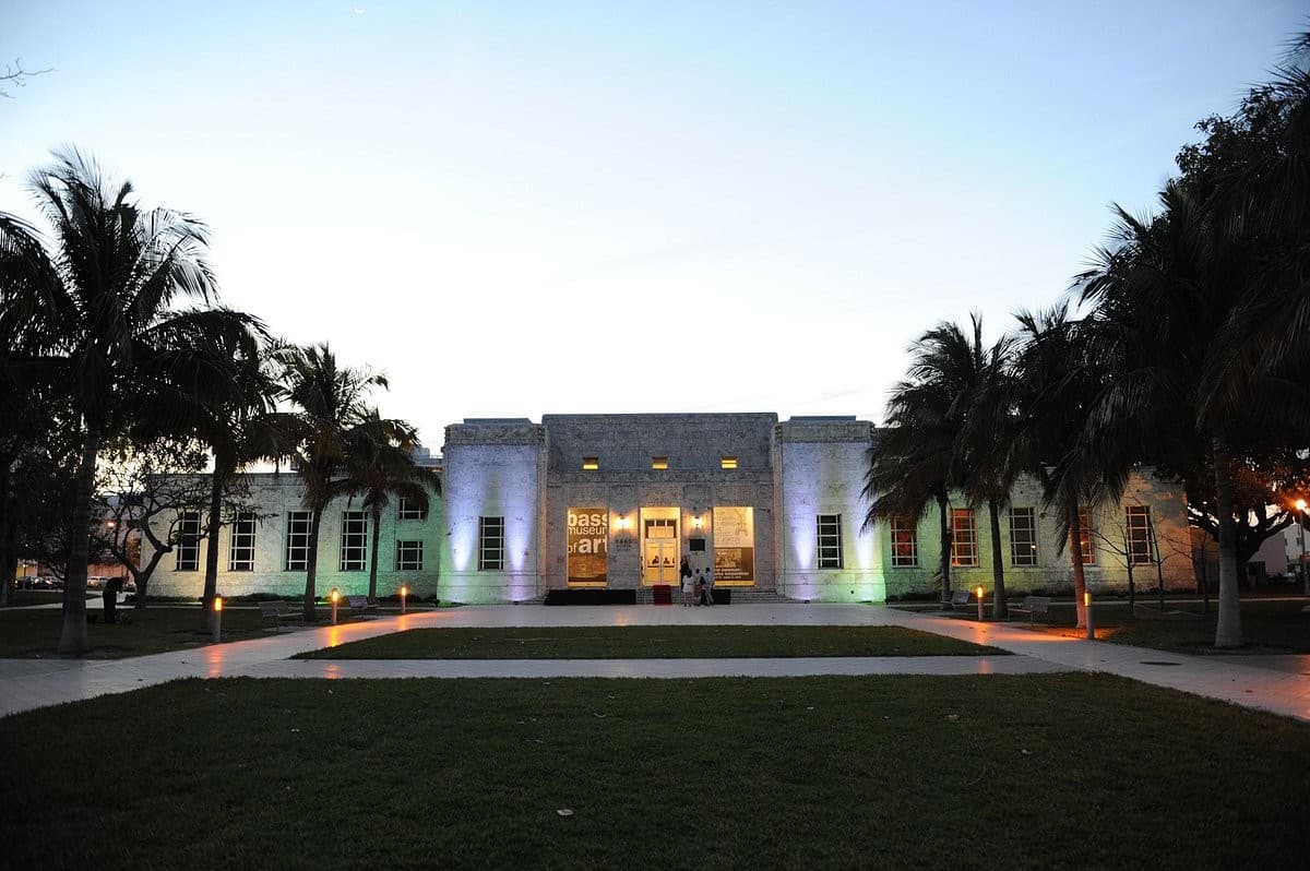 The Bass exterior view at sunset, Miami Beach