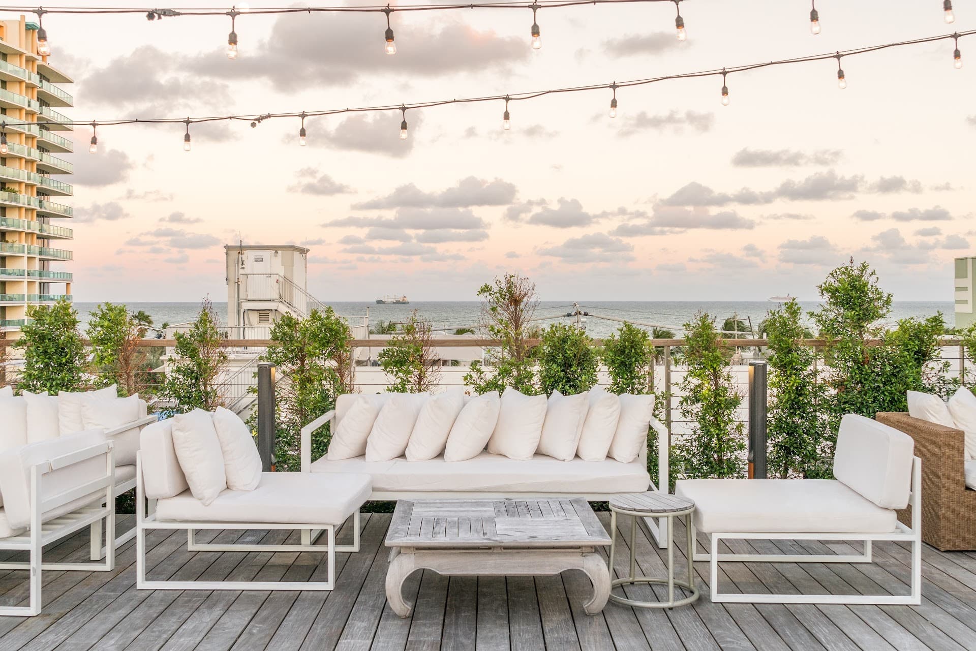 Rooftop seating area at The Betsy Hotel Miami Beach