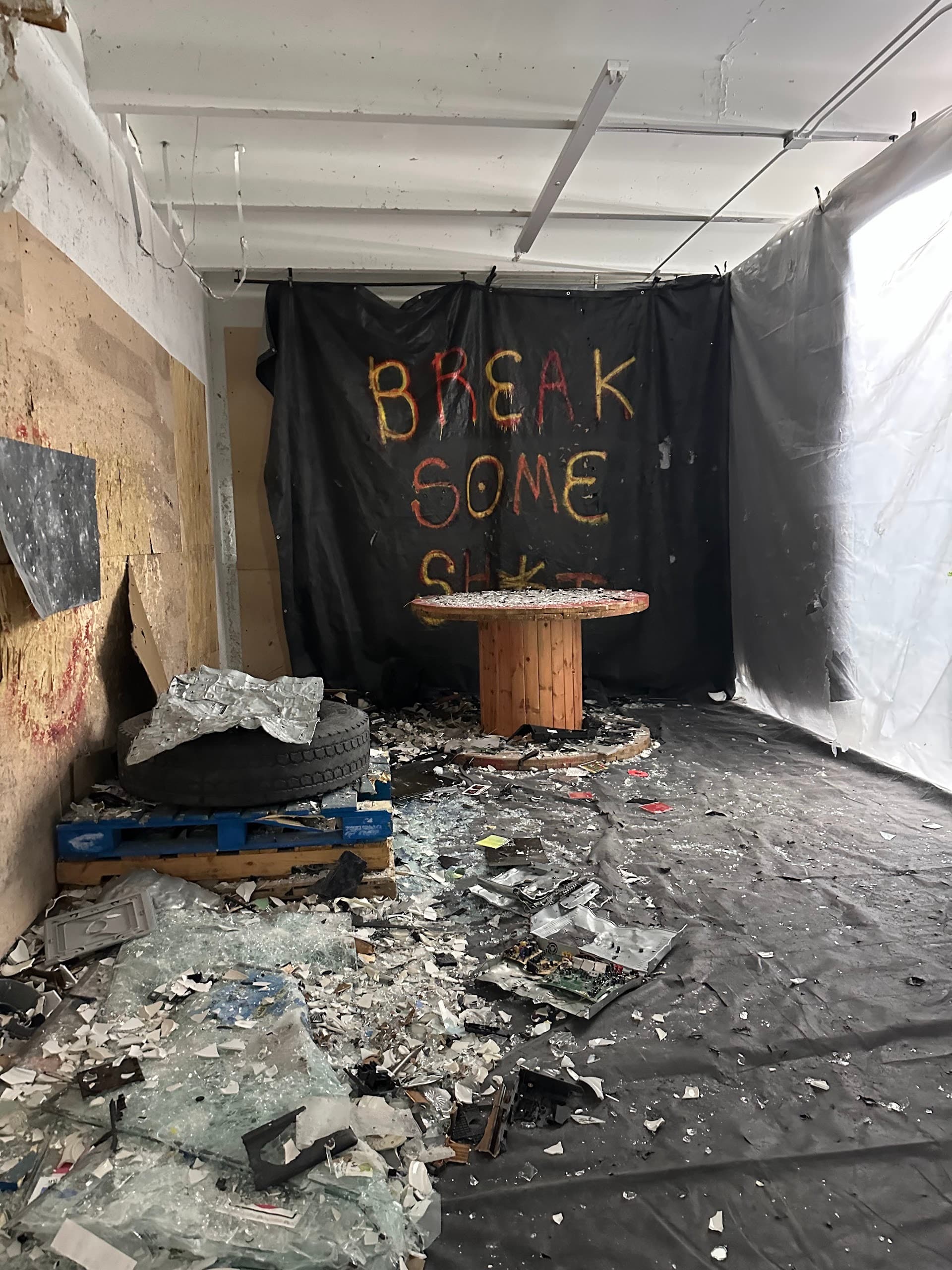 Break Room Miami immersive experience with debris