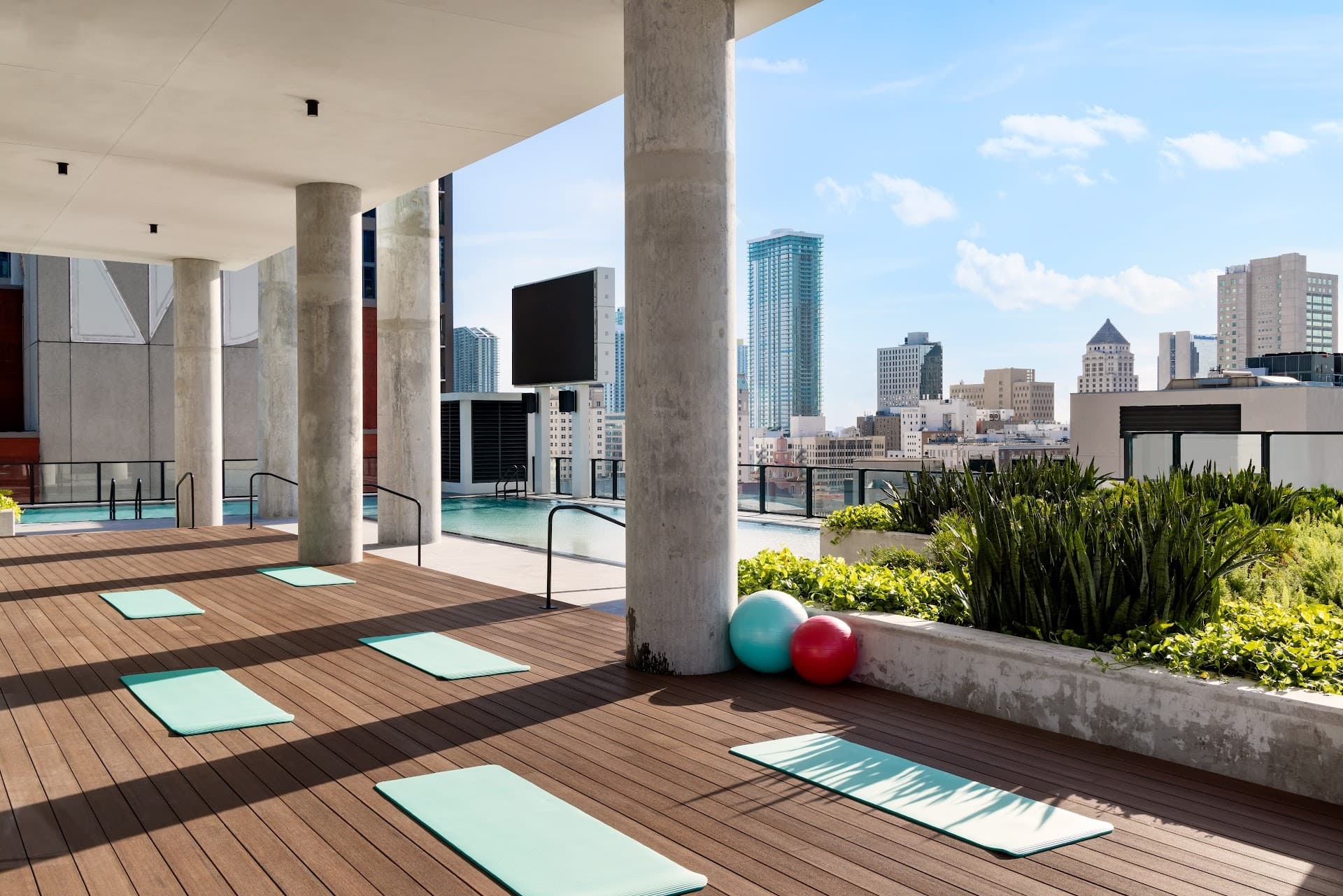 Rooftop yoga space at The Elser Hotel Miami