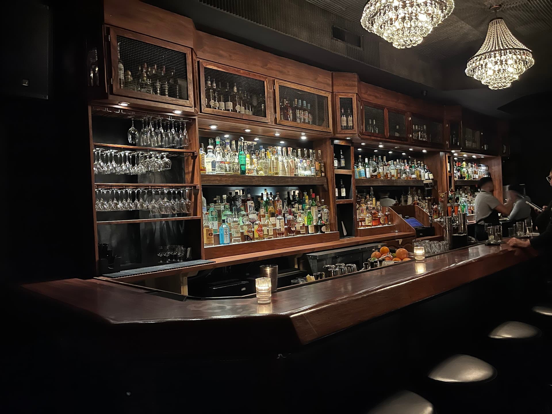 The Gibson Room bar interior with premium spirits, Miami