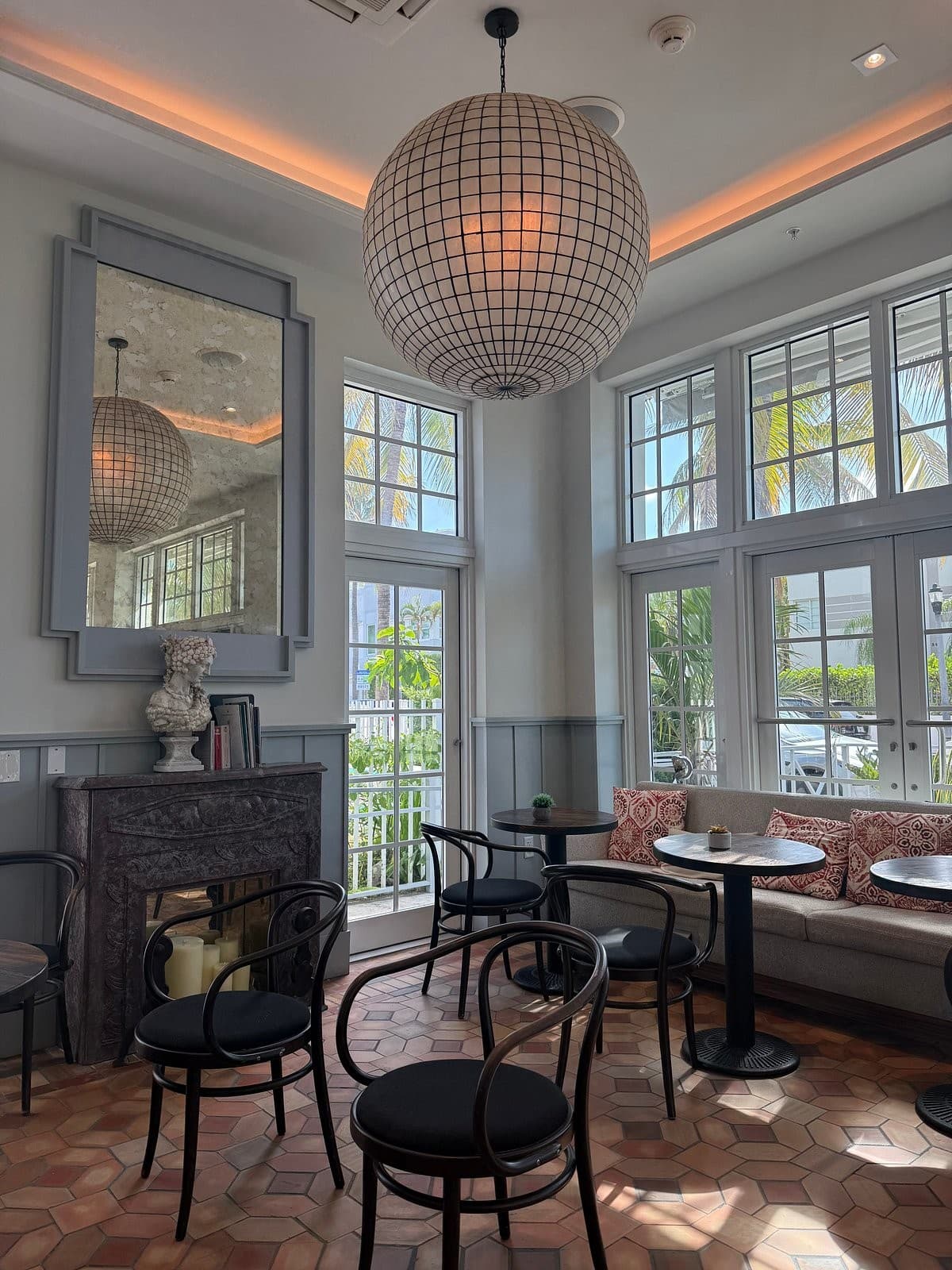 Stylish lobby at The Julia Hotel in Miami Beach