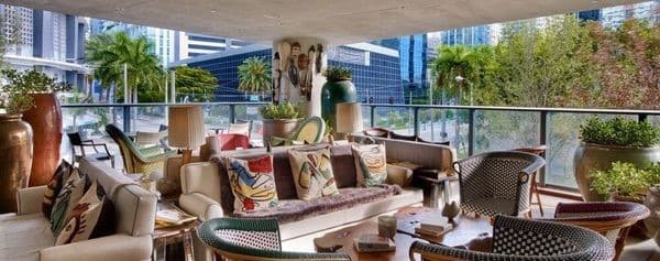 Stylish interior of The Lounge at SLS Brickell in Miami