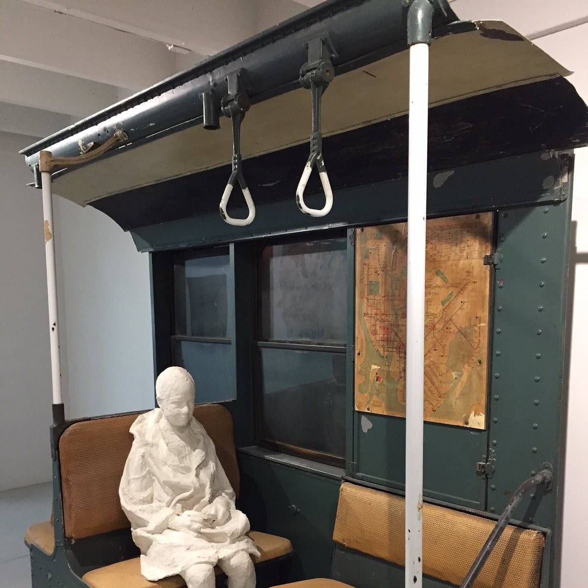 Historic subway interior exhibit at The Margulies Collection, Miami