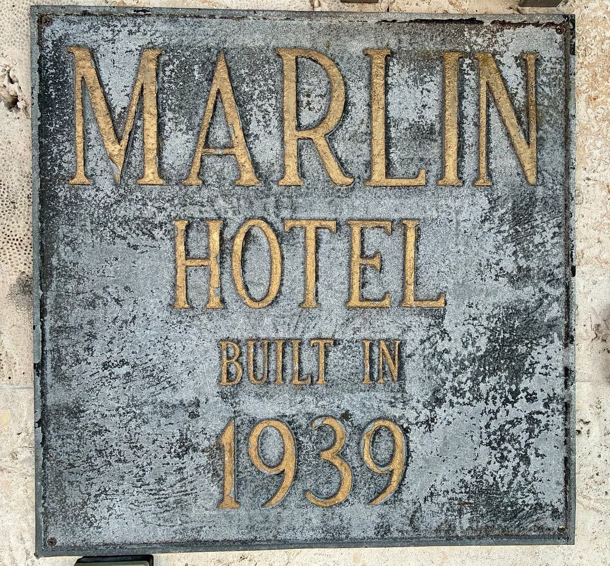 Marlin Hotel sign in Miami Beach