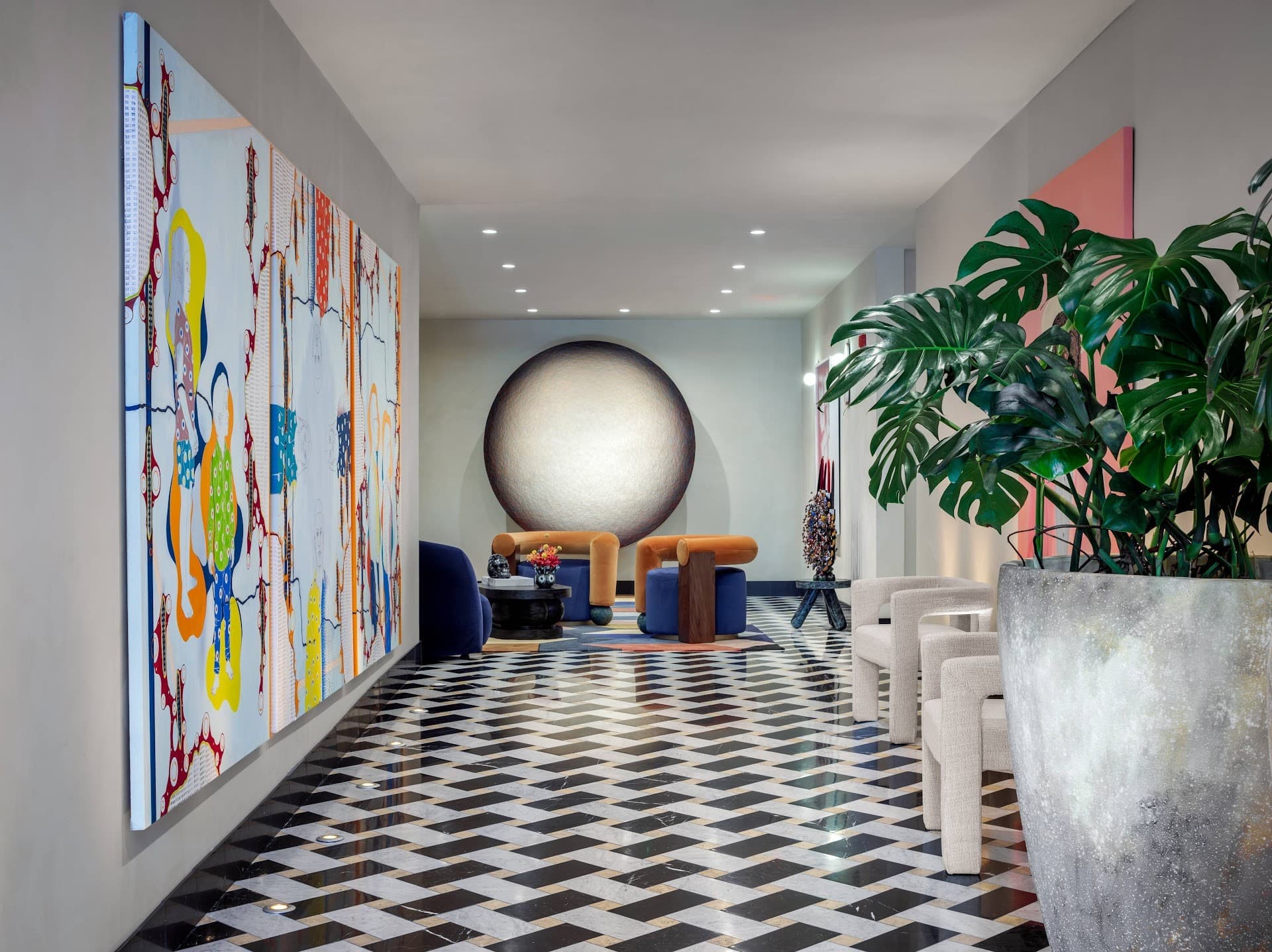 Stylish lobby at The Moore hotel in Miami