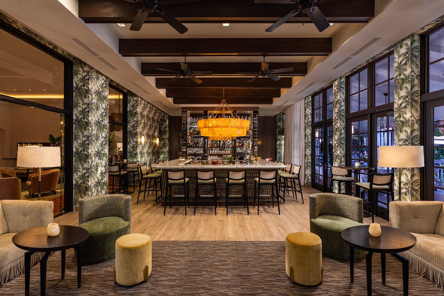 Stylish bar area at The Palms Hotel & Spa in Miami Beach