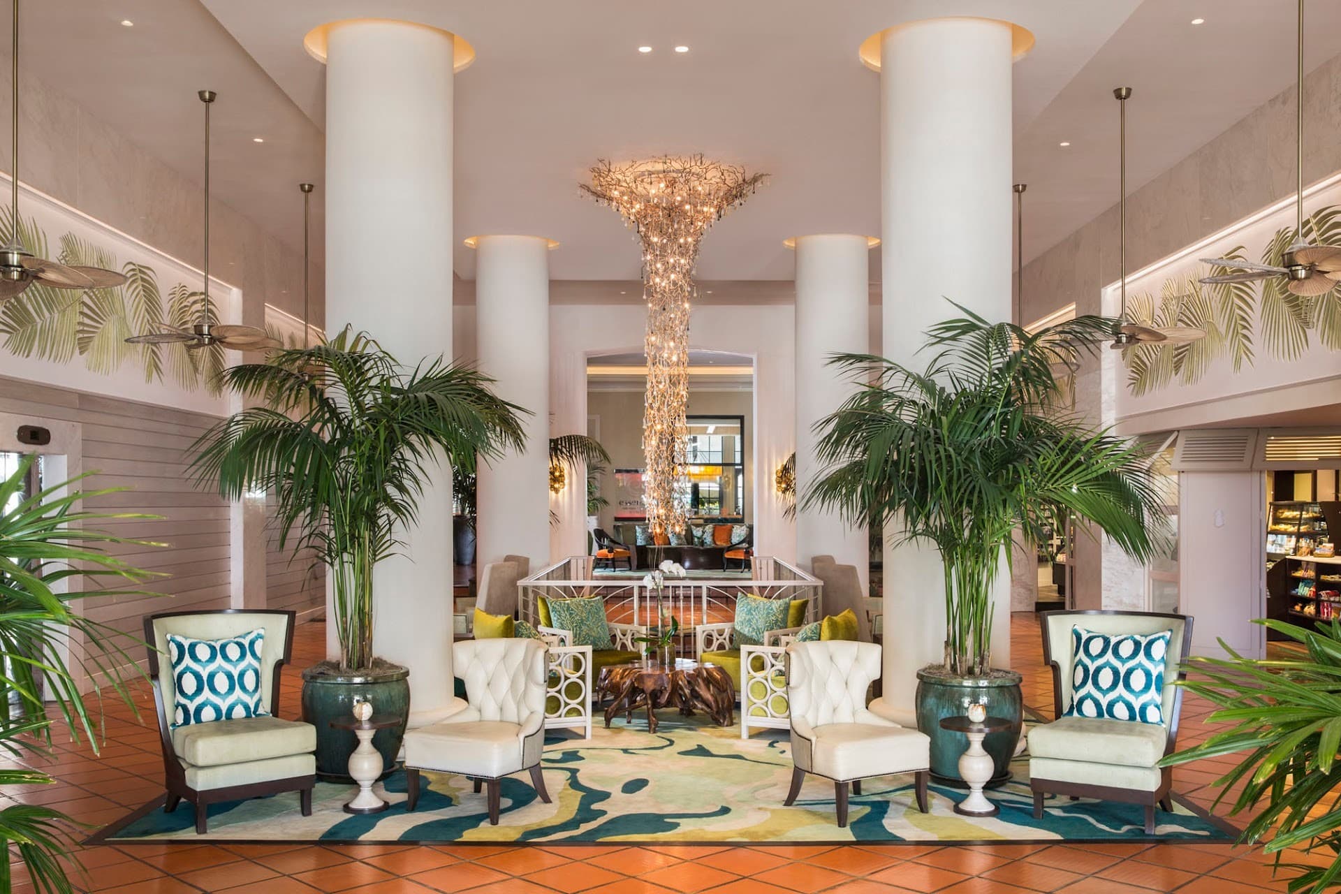 Elegant lobby at The Palms Hotel & Spa in Miami Beach
