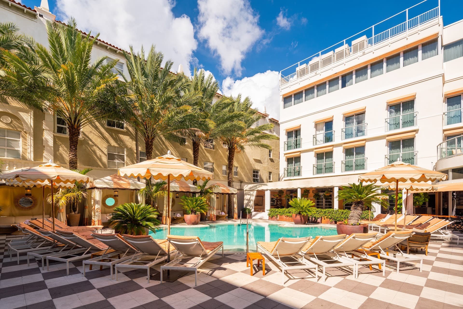 The Plymouth South Beach pool area in Miami Beach