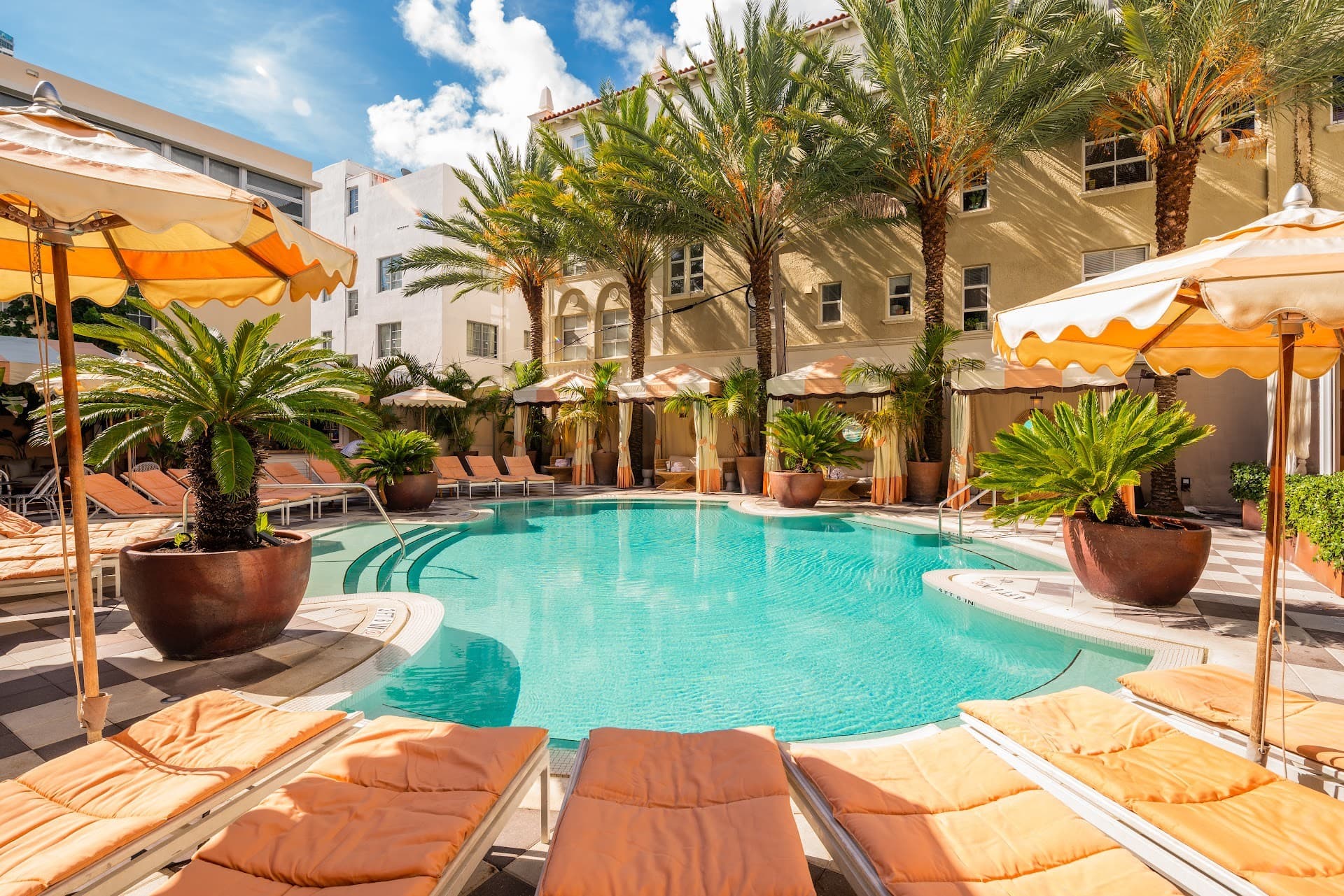 The Plymouth South Beach pool area in Miami Beach