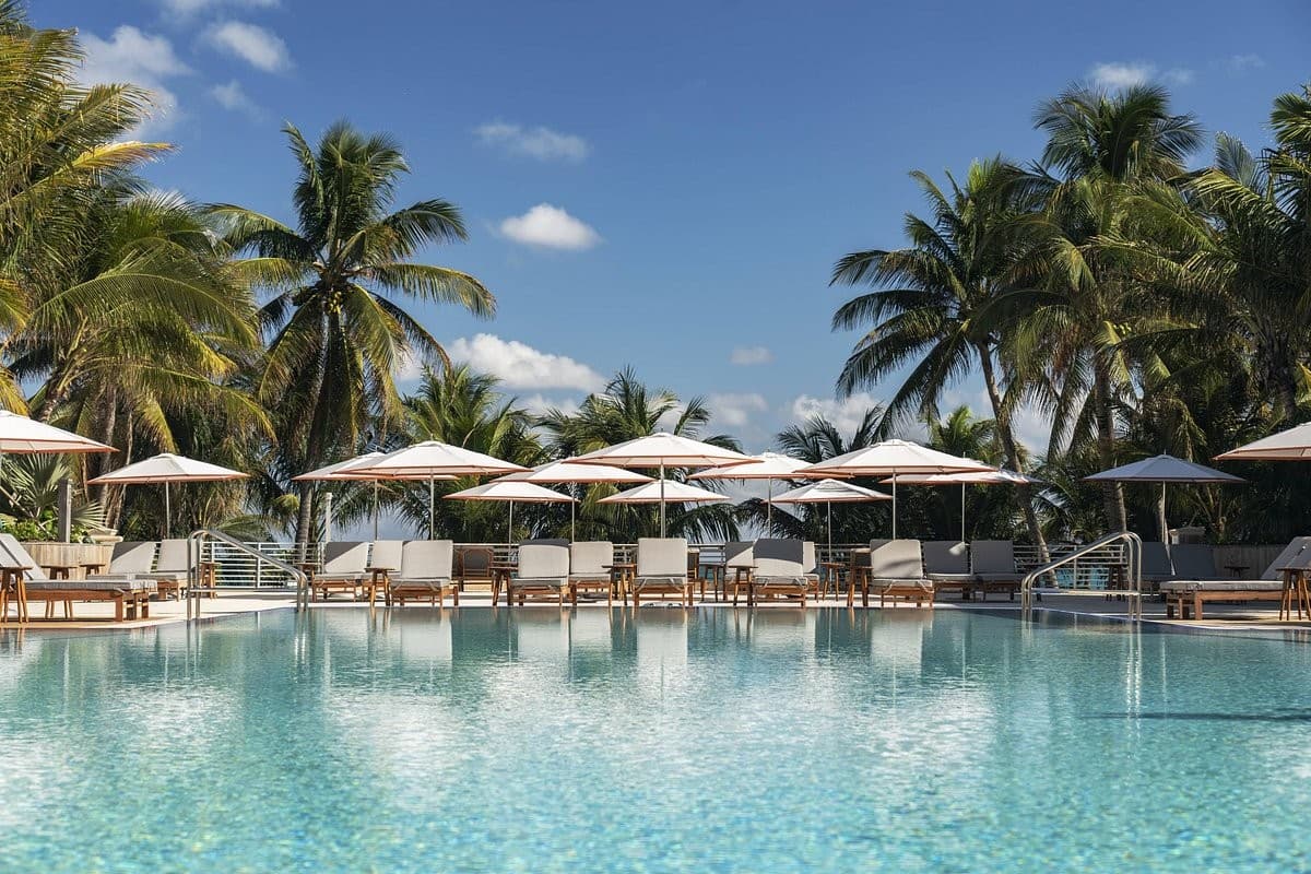 Luxury pool at The Ritz-Carlton, South Beach, Miami Beach