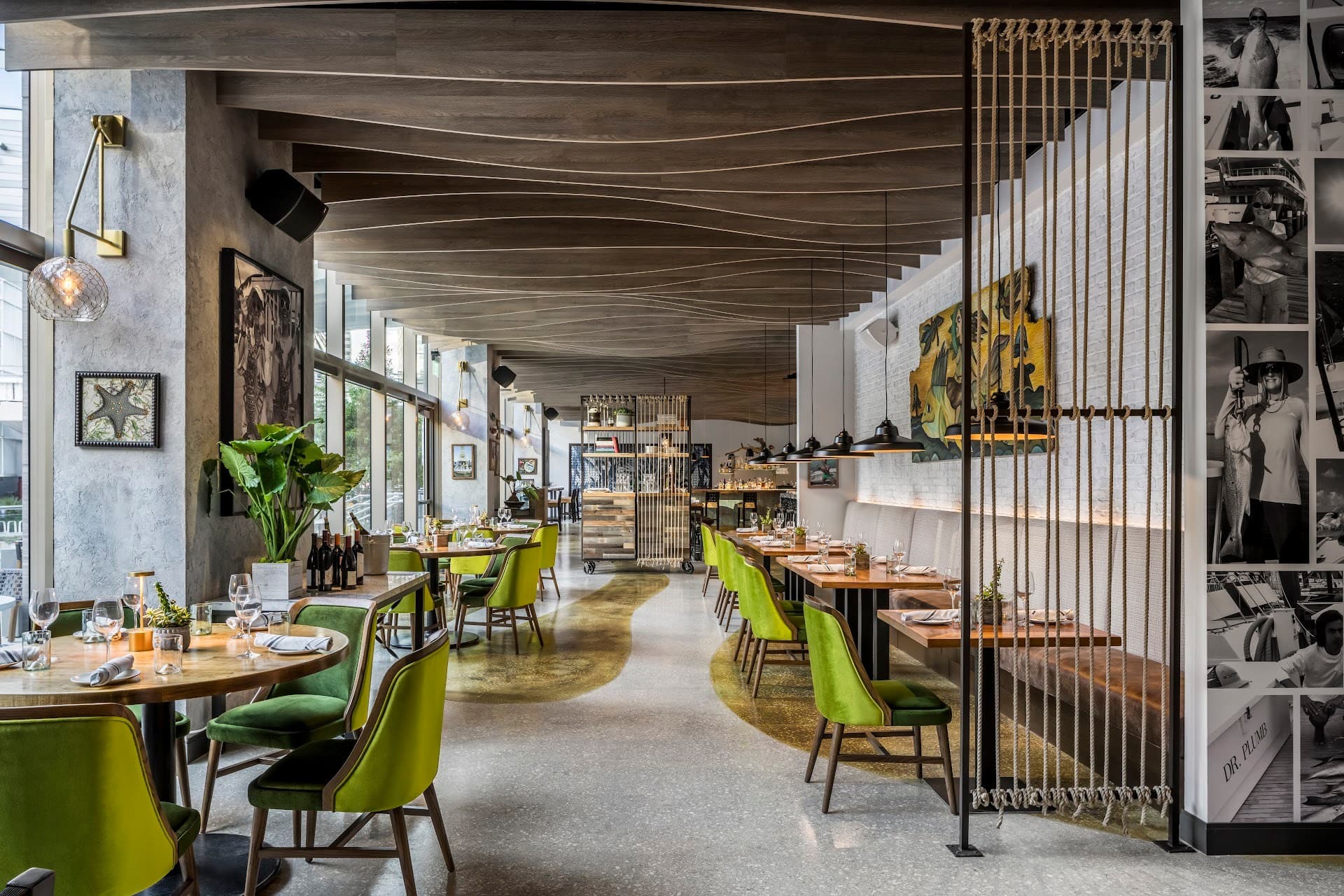 Chic interior of The River Oyster Bar in Miami