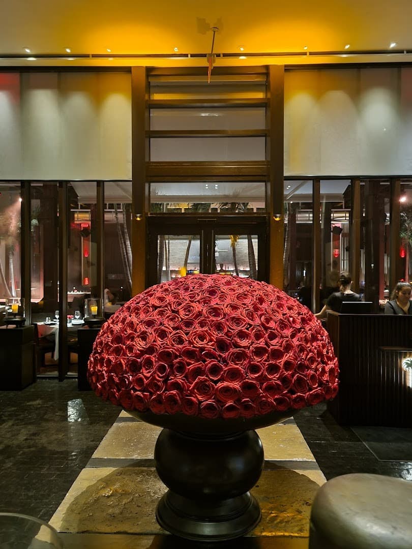 The Setai lobby decor with red roses Miami Beach