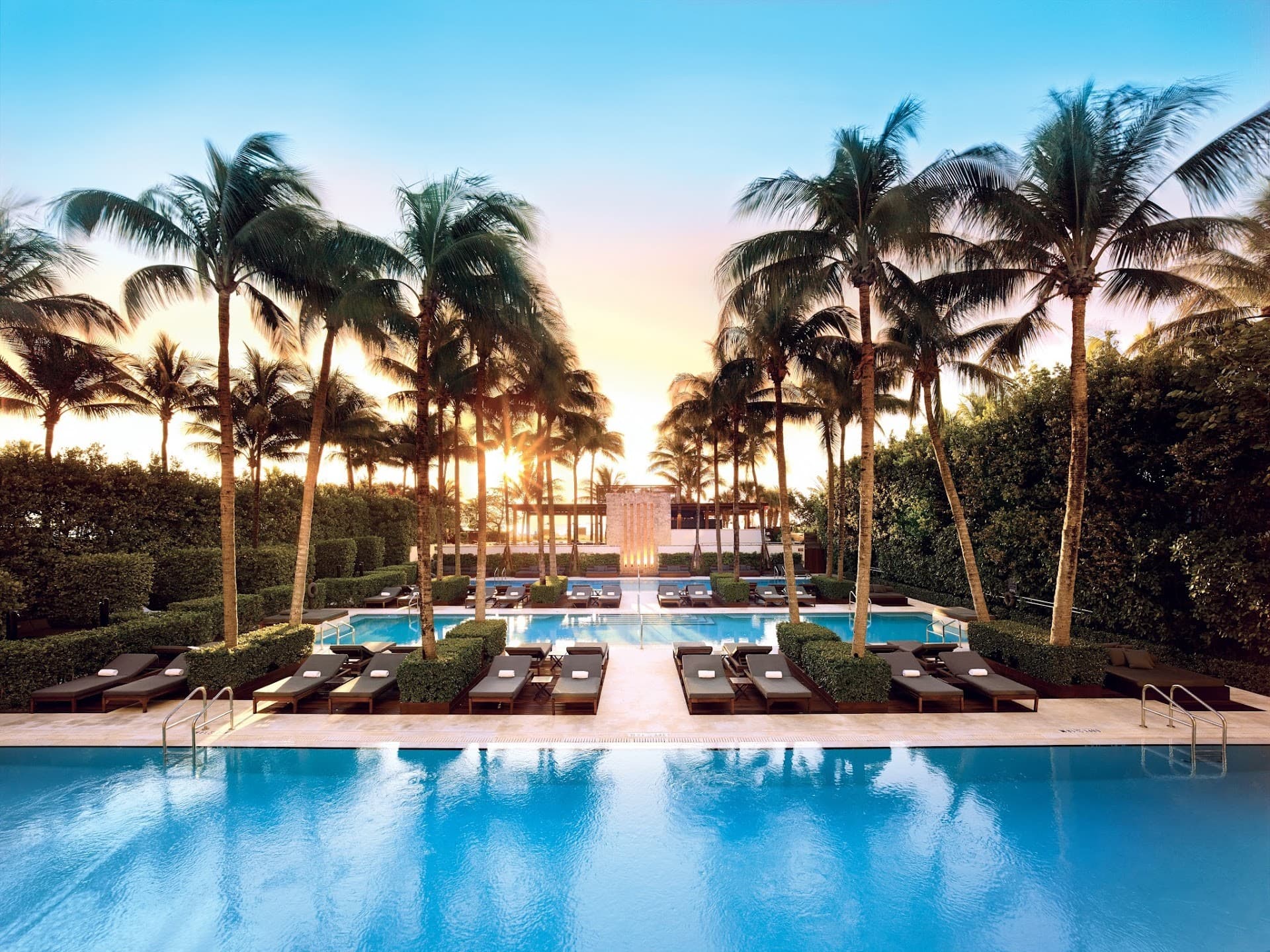 Luxurious pool area at The Setai, Miami Beach