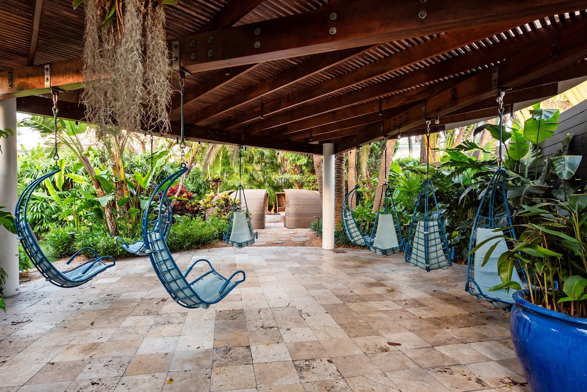 Relaxing garden area at The Standard Spa, Miami Beach
