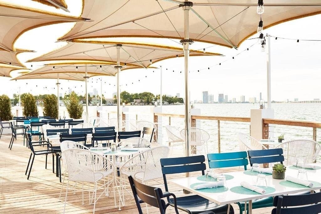 Outdoor dining area at The Standard Spa, Miami Beach