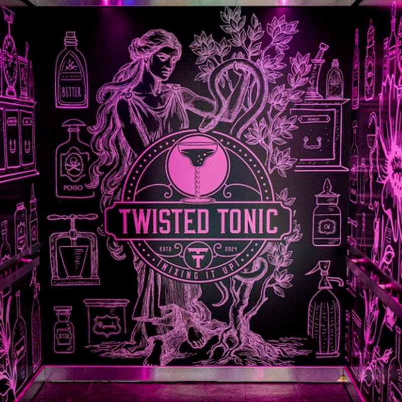 Twisted Tonic rooftop bar mural in Miami Beach