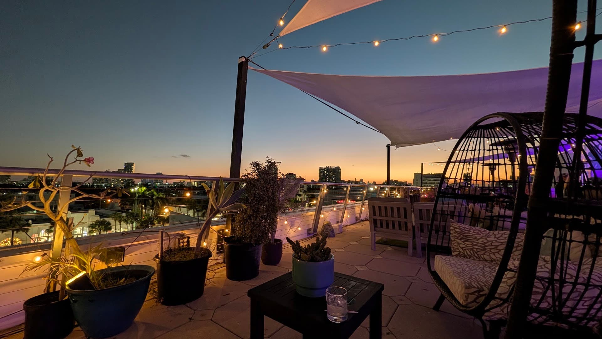 Scenic view from The Twisted Tonic rooftop bar in Miami Beach