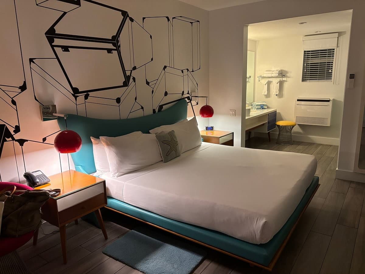 Stylish guest room at The Vagabond Hotel Miami
