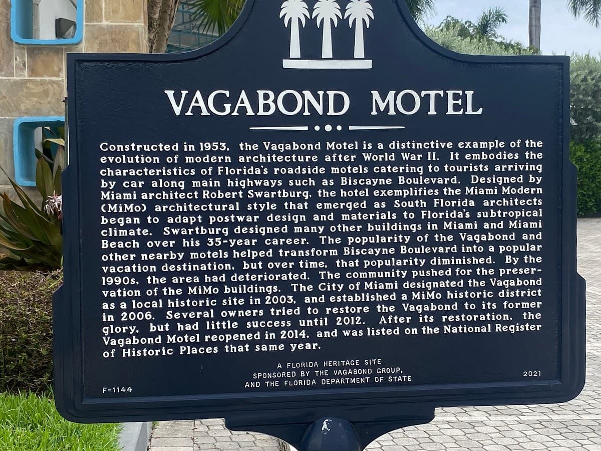 Vagabond Motel historical marker in Miami