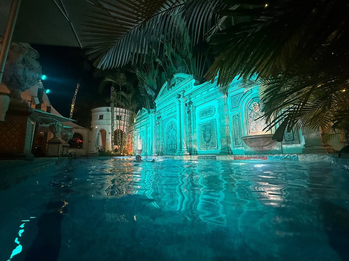 Villa Casa Casuarina pool at night in Miami Beach