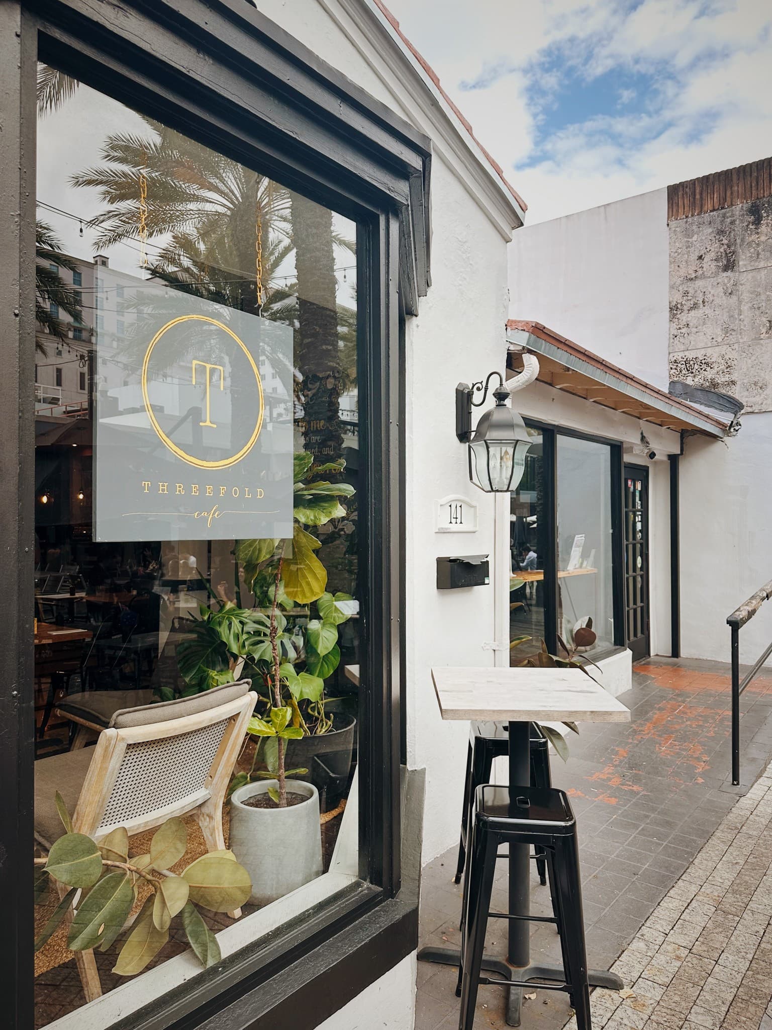 Threefold Cafe exterior view in Coral Gables
