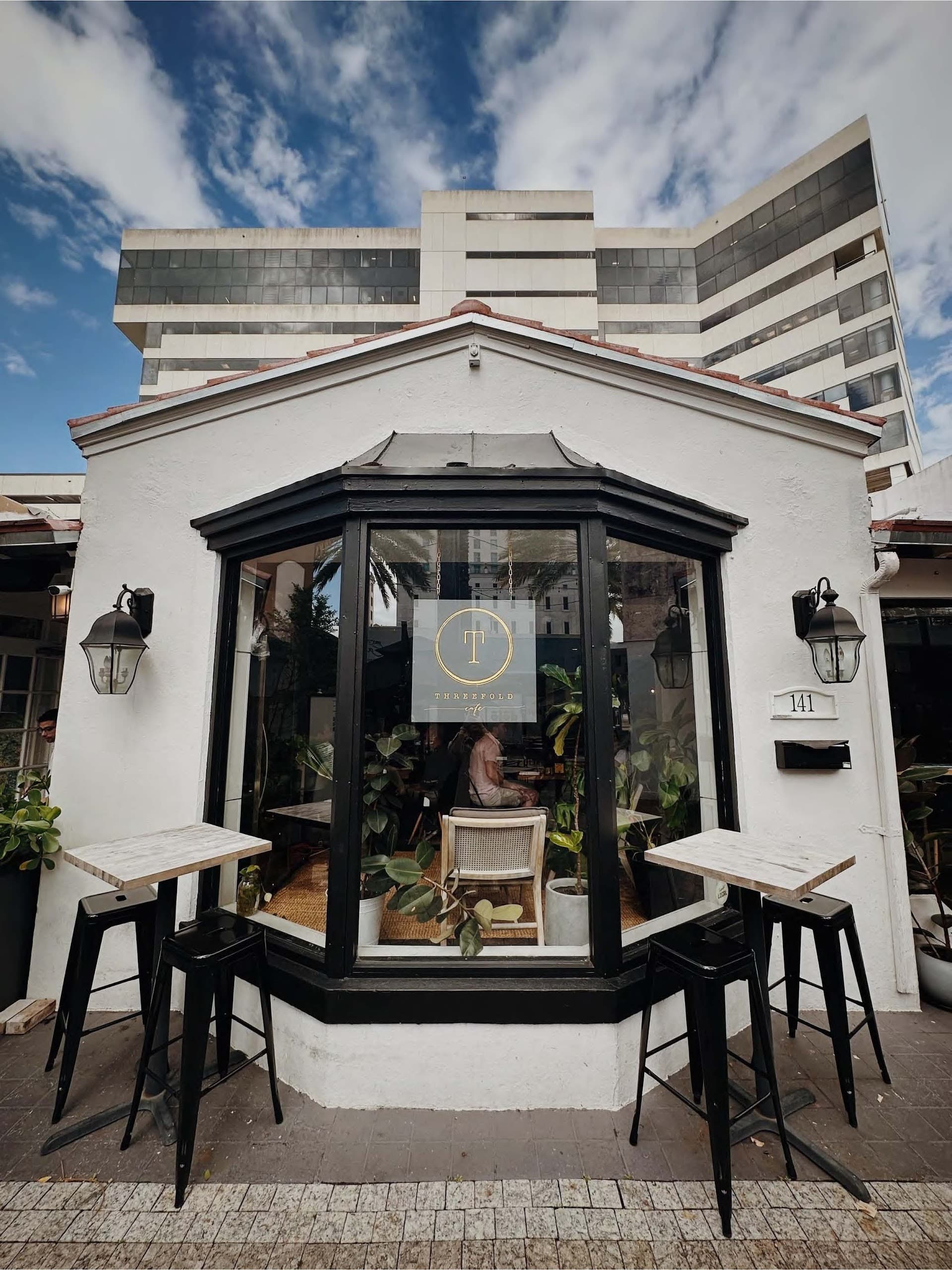 Threefold Cafe exterior view in Coral Gables