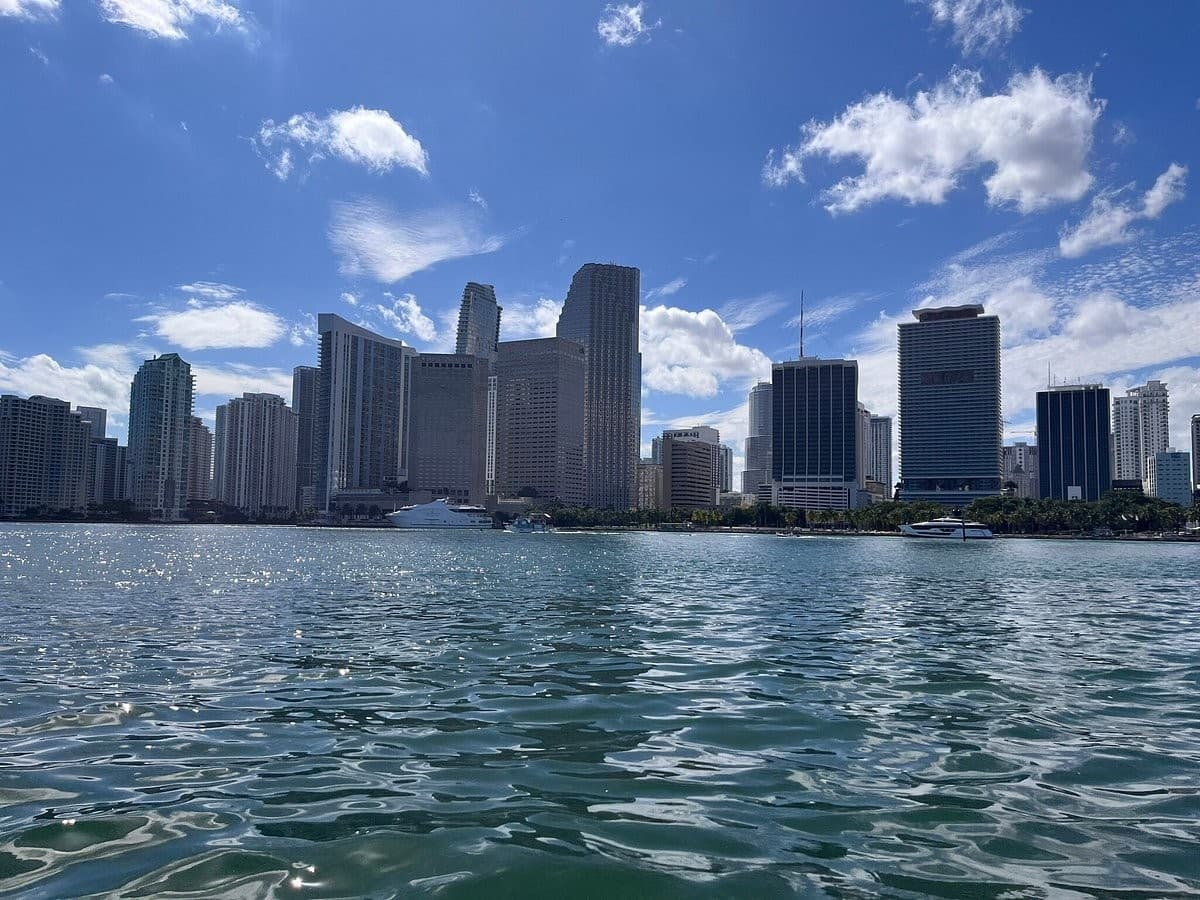 Miami skyline view from Thriller Miami Speedboat Adventures