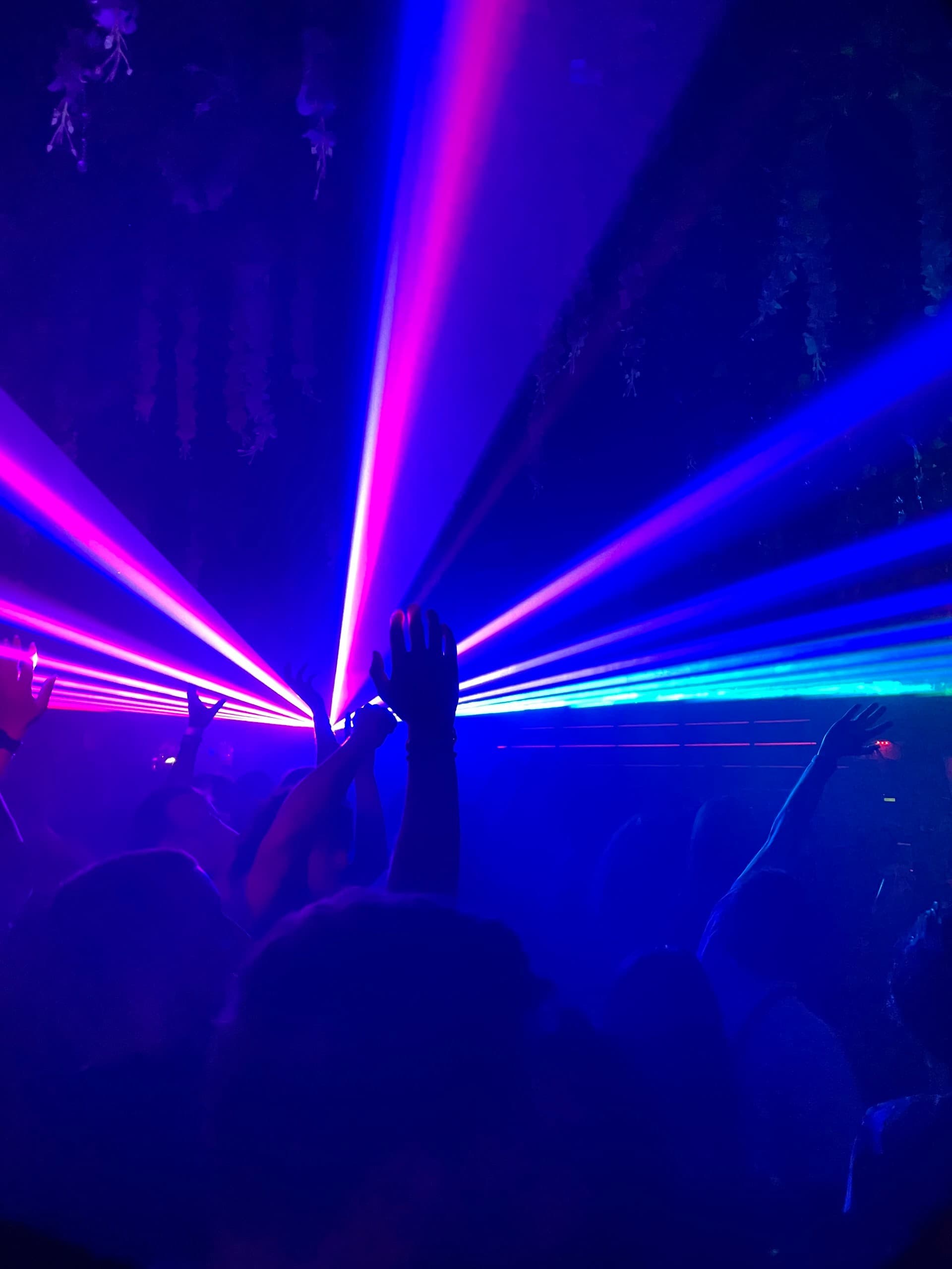 Vibrant laser lights at Treehouse in Miami Beach