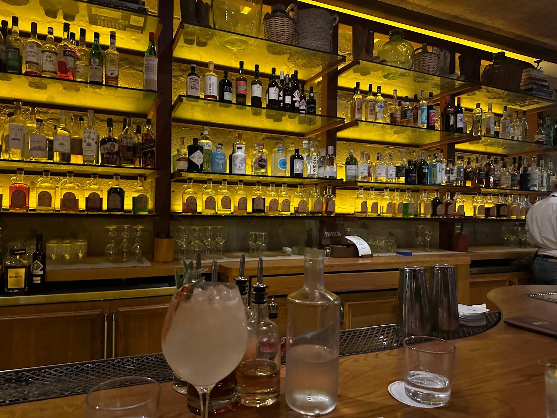 Tropezón Miami bar interior with unique lighting
