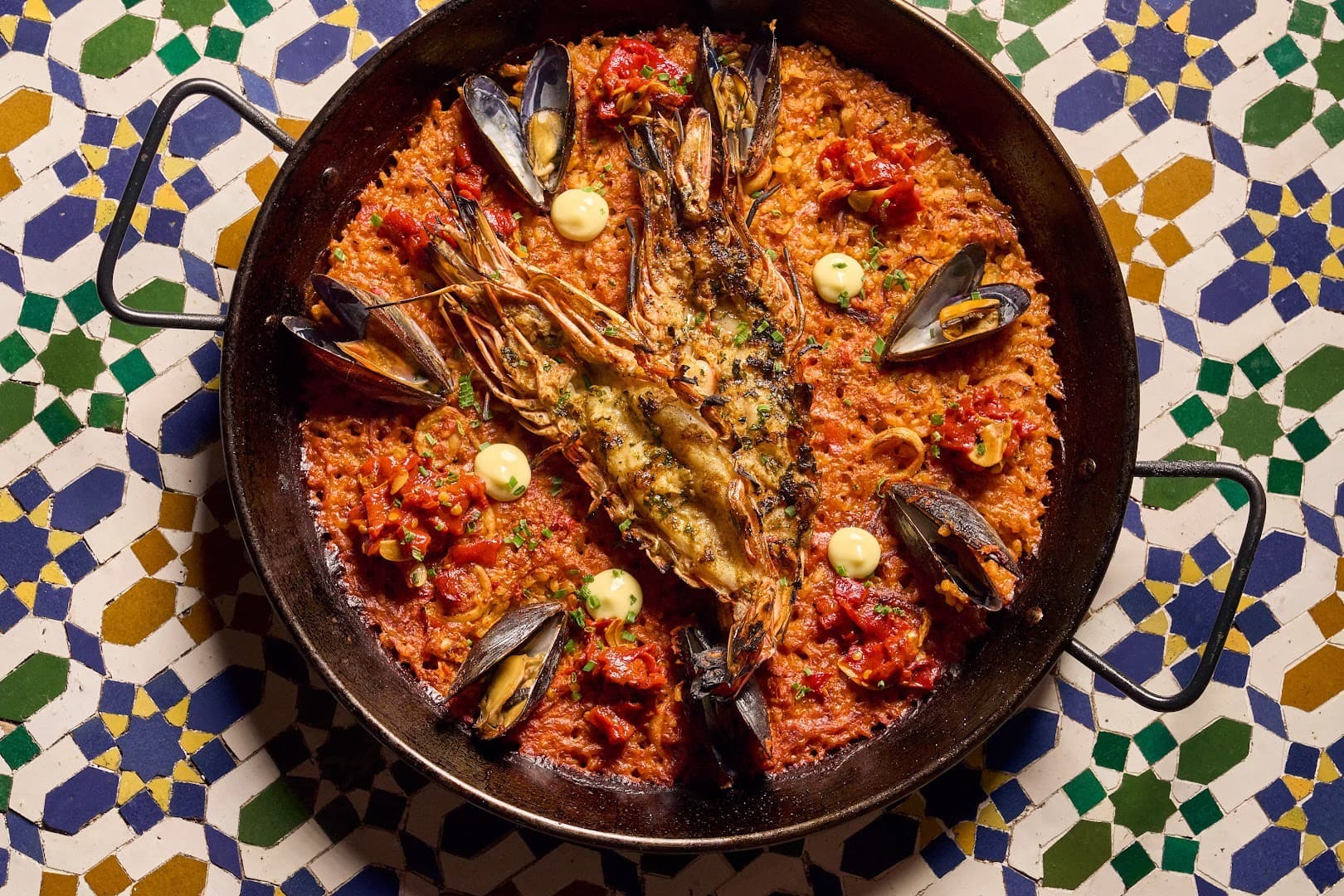 Delicious seafood paella at Tropezón Miami Beach
