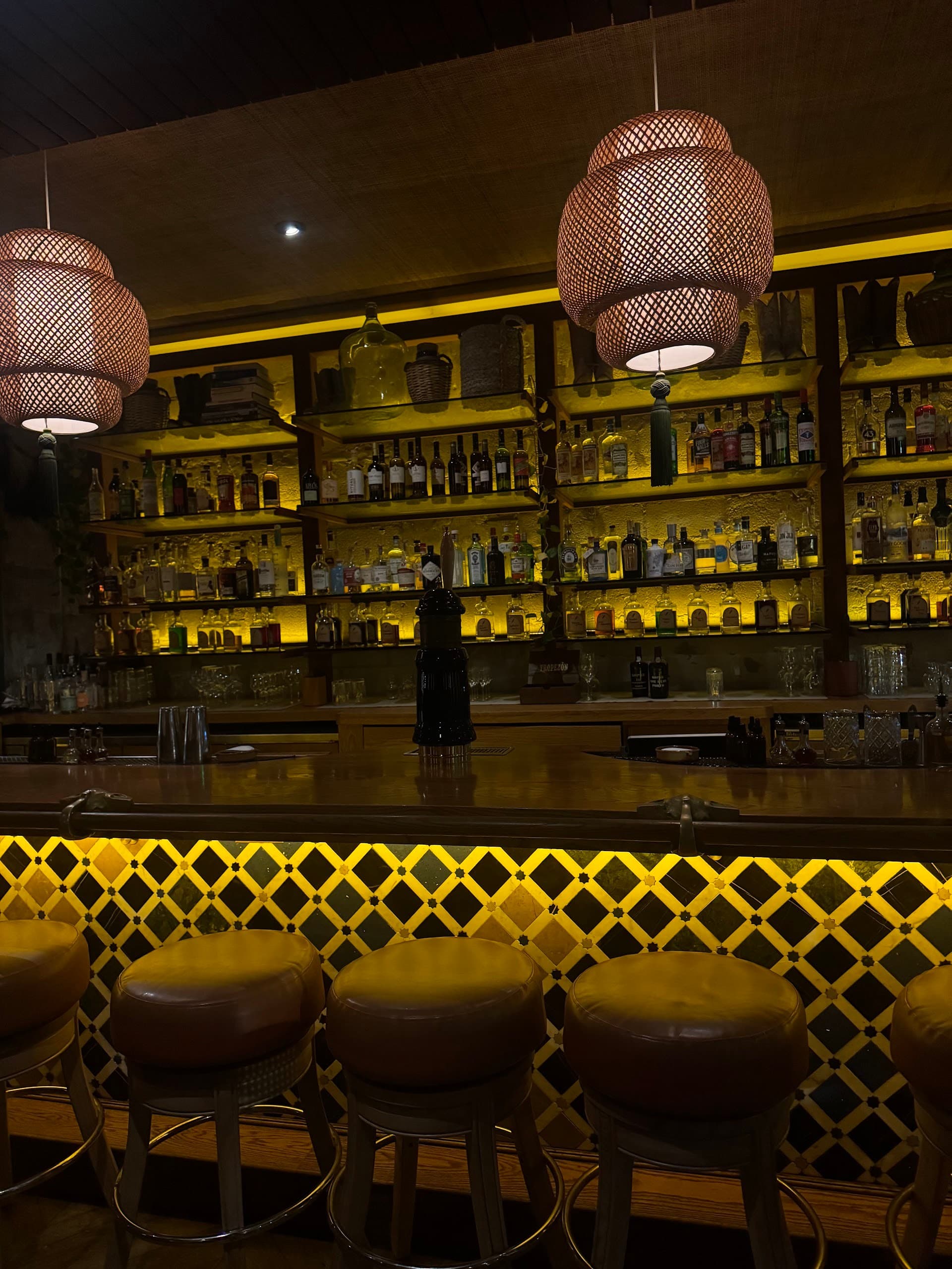 Interior view of Tropezón Miami Beach with warm lighting