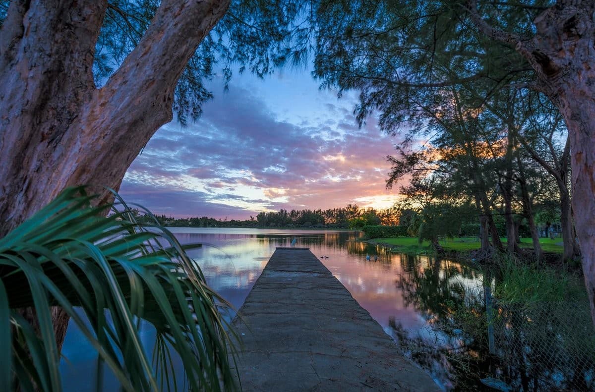 Scenic view of Tropical Park in Miami at sunset