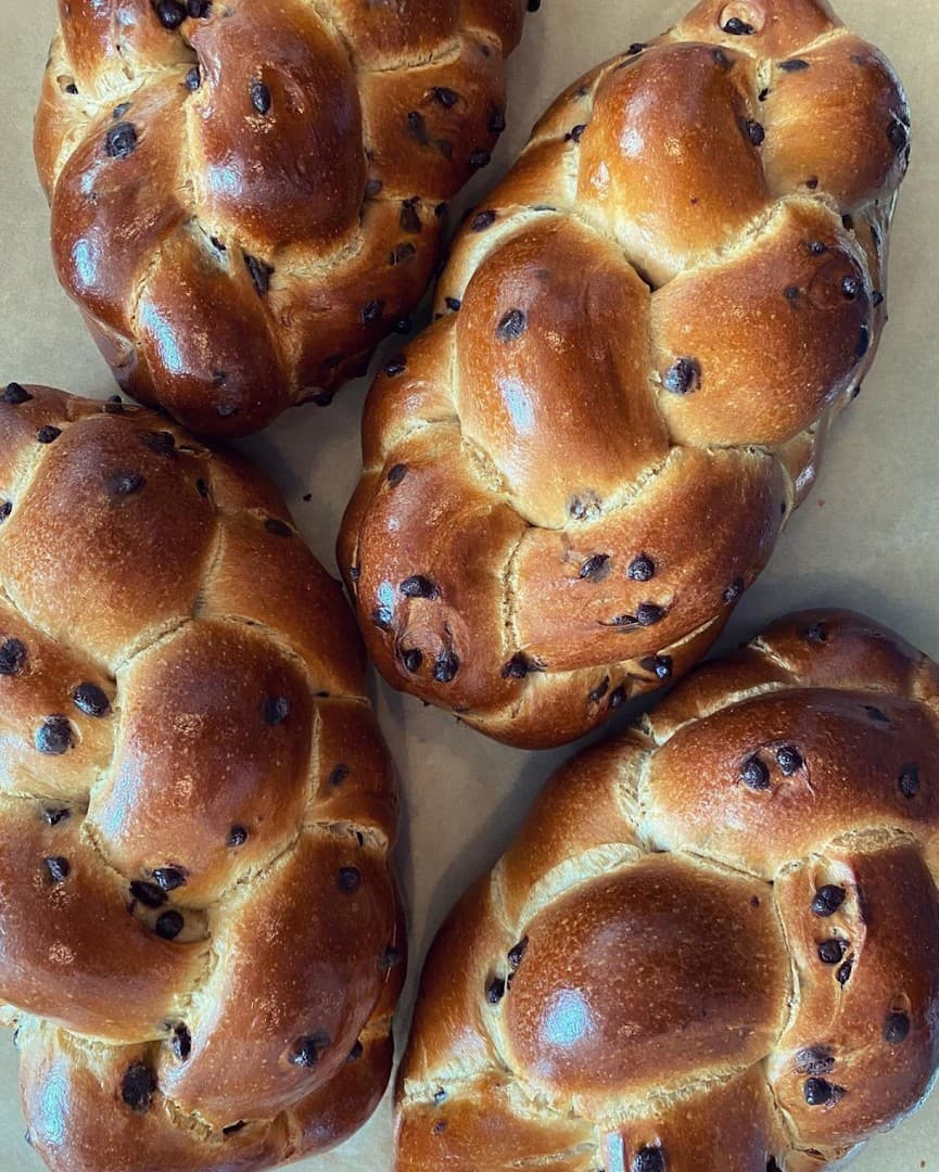 Freshly baked chocolate chip challah from True Loaf Bakery in Miami Beach