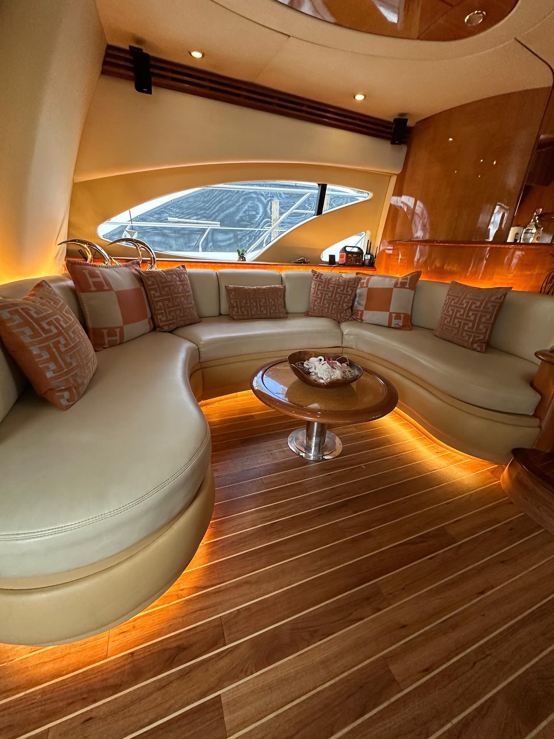 Luxurious interior of UNIQ Miami Yacht Charters in Miami Beach