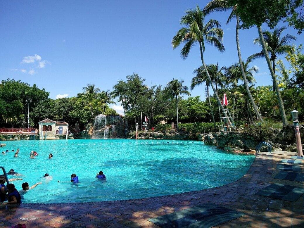 Venetian Pool in Coral Gables, sunny pool scene