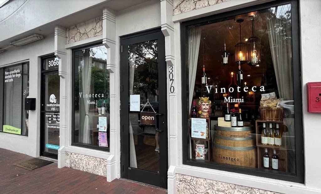 Vinoteca Miami storefront with open sign