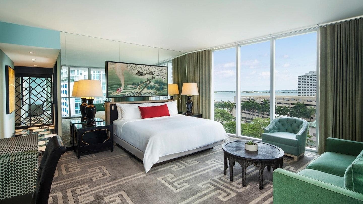 Elegant guest room at W Miami hotel