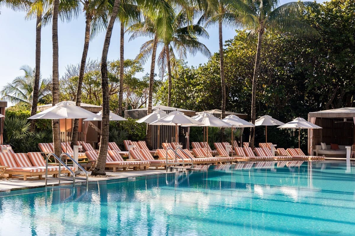 W South Beach hotel pool area in Miami Beach