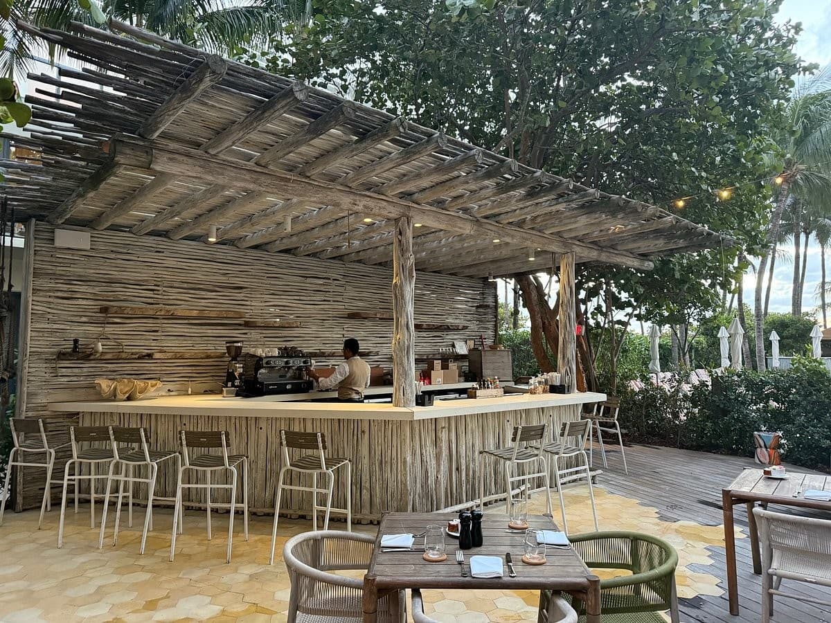 Outdoor dining area at W South Beach in Miami Beach