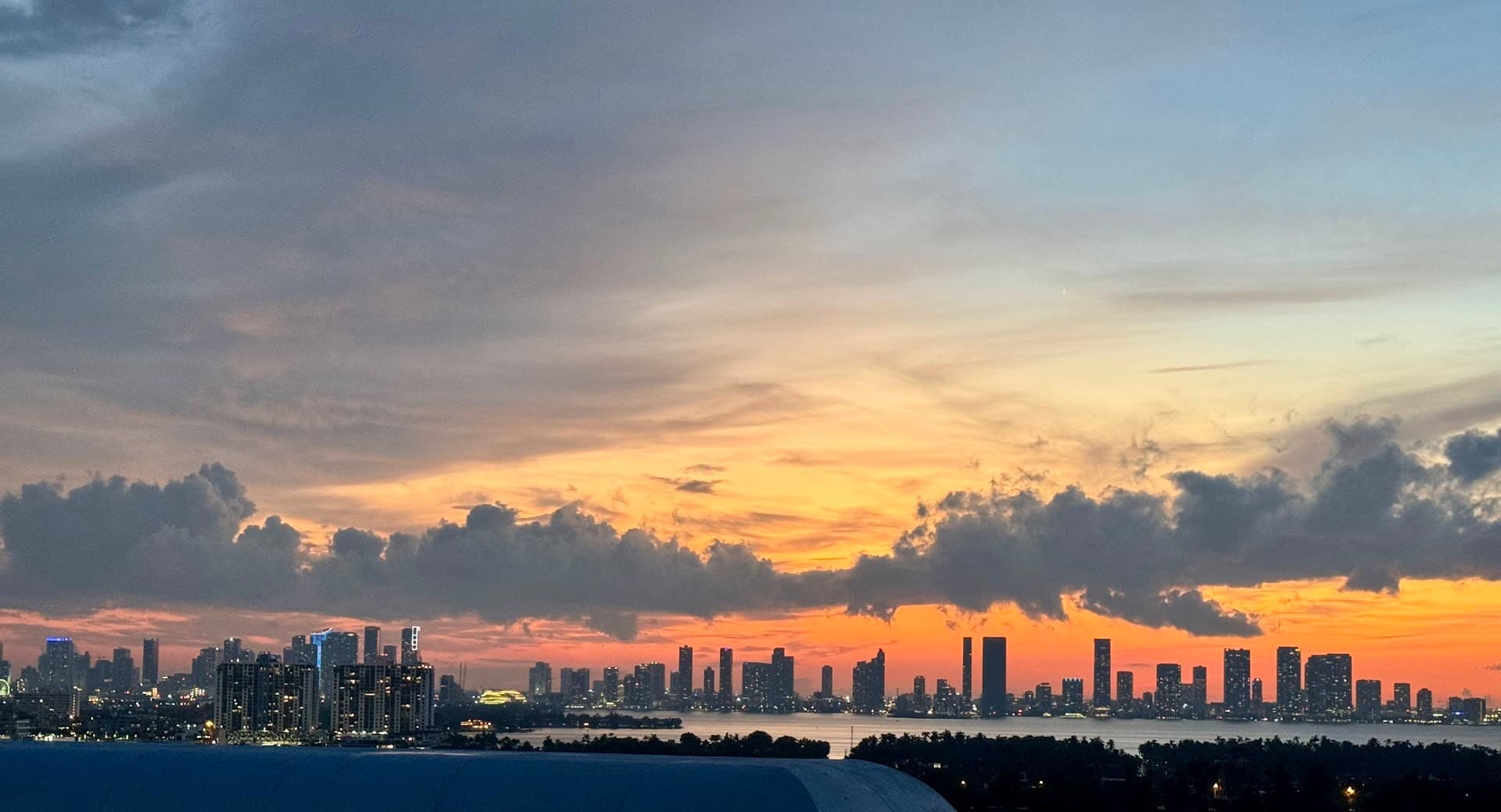 Sunset view from Watr at the 1 Rooftop, Miami Beach