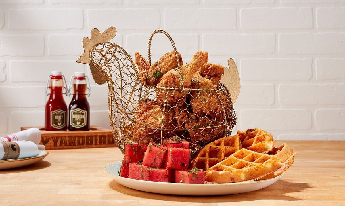 Fried chicken and waffles at Yardbird Table & Bar, Miami Beach
