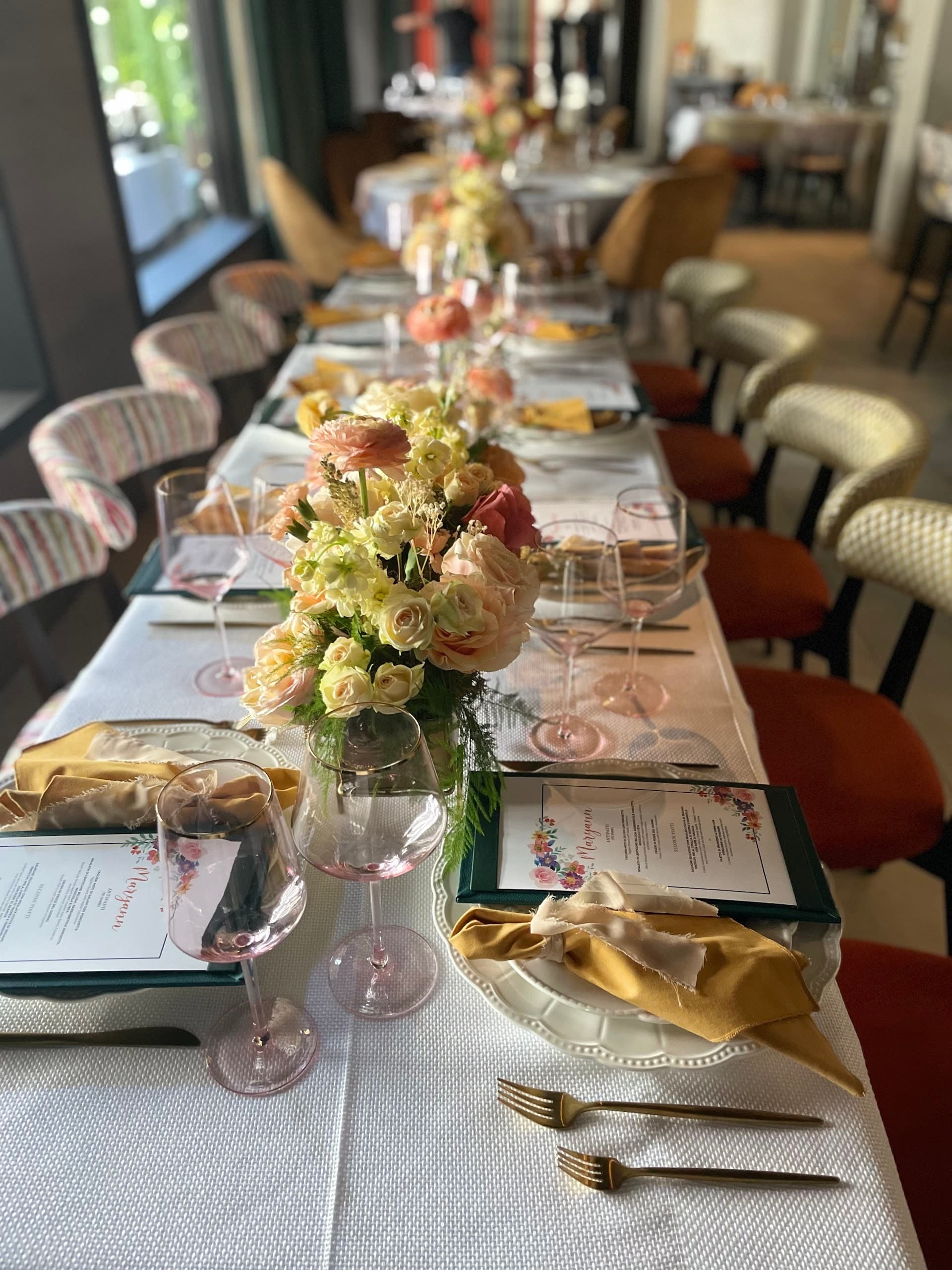 Elegant dining setup at Zucca in Coral Gables
